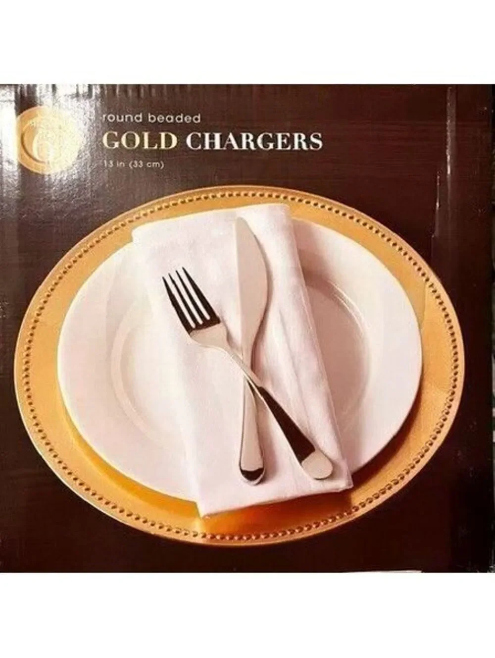 Gold Beaded Charger Plates Set of 12 Wedding Holiday Party Dinner Decor 13in